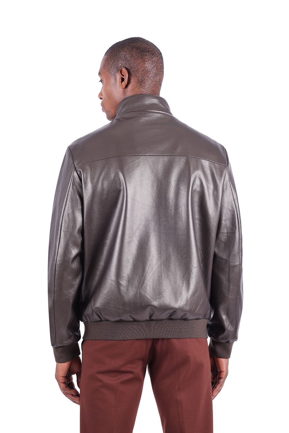 BARABAS Men's Faux Leather Zipper Closure Motorcycle Jacket 3JPU27 Bronze