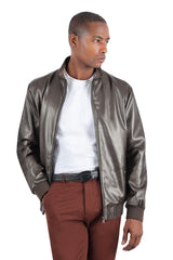 BARABAS Men's Faux Leather Zipper Closure Motorcycle Jacket 3JPU27 Bronze