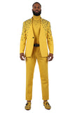 BARABAS Men's Luxury Rhinestone Long Sleeve Turtle Neck shirt 3MT04 Black and Mustard