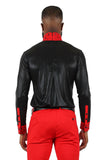 BARABAS Men's Luxury Rhinestone Long Sleeve Turtle Neck shirt 3MT04 Black and Red