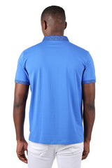 Barabas Men's Collar Pattern Short Sleeve Solid Color Shirts 3P01 Blue