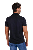 Men's solid color stretch feather feel polo short sleeve shirt 3P03 Black
