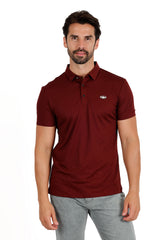 Barabas Men's Premium Solid Diamond Polo Short Sleeve Shirts 3P07 Wine