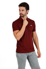 Barabas Men's Premium Solid Diamond Polo Short Sleeve Shirts 3P07 Wine