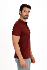 Barabas Men's Premium Solid Diamond Polo Short Sleeve Shirts 3P07 Wine