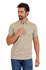 BARABAS Men's Greek Key Pattern Stretch Short Sleeve Polo Shirt 3P10 gold