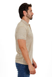 BARABAS Men's Greek Key Pattern Stretch Short Sleeve Polo Shirt 3P10 beige