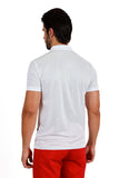 BARABAS Men's Greek Key Pattern Stretch Short Sleeve Polo Shirt 3P10 White