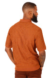 Barabas Men's French Crochet Floral Short Sleeve Polo Shirts 3P13 Orange  