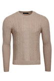 Barabas Men's Greek Key Knitted Stretch Crew Neck Sweaters 3PLS02 Khaki