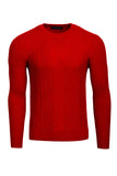 Barabas Men's Greek Key Knitted Stretch Crew Neck Sweaters 3PLS02 Red