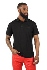 Barabas Men's Solid Color with Logo Polo Shirts 3PP832 Black