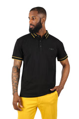 Barabas Men's Solid Color with Logo Polo Shirts 3PP832 Black Gold