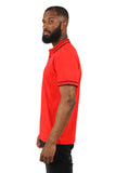 Barabas Men's Solid Color with Logo Polo Shirts 3PP832 Red Black