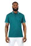 Barabas Men's Solid Color with Logo Polo Shirts 3PP832 Teal White