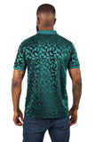 Barabas Men's Petal Floral Short Sleeve Polo Shirt 3PP834 Emerald