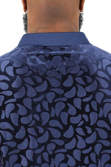 Barabas Men's Petal Floral Short Sleeve Polo Shirt 3PP834 Navy