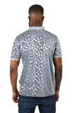 Barabas Men's Petal Floral Short Sleeve Polo Shirt 3PP834 Silver