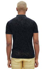 BARABAS Men's Polka Dotted See Through Short Sleeve Polo Shirts 3PP835