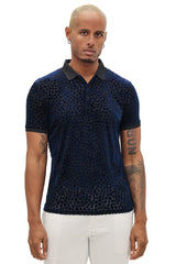 BARABAS Men's Polka Dotted See Through Short Sleeve Polo Shirts 3PP835