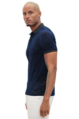 BARABAS Men's Polka Dotted See Through Short Sleeve Polo Shirts 3PP835