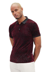 BARABAS Men's Polka Dotted See Through Short Sleeve Polo Shirts 3PP835