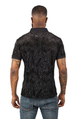 Barabas Men's Floral Paisley Short Sleeve Polo Shirts 3PP836 Black