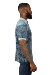Barabas Men's Floral Paisley Short Sleeve Polo Shirts 3PP836 Teal