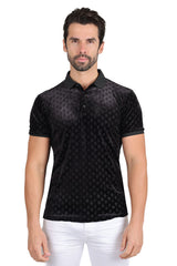 BARABAS Men's Textured Diamond Design Short Sleeve Polo Shirts 3PP837