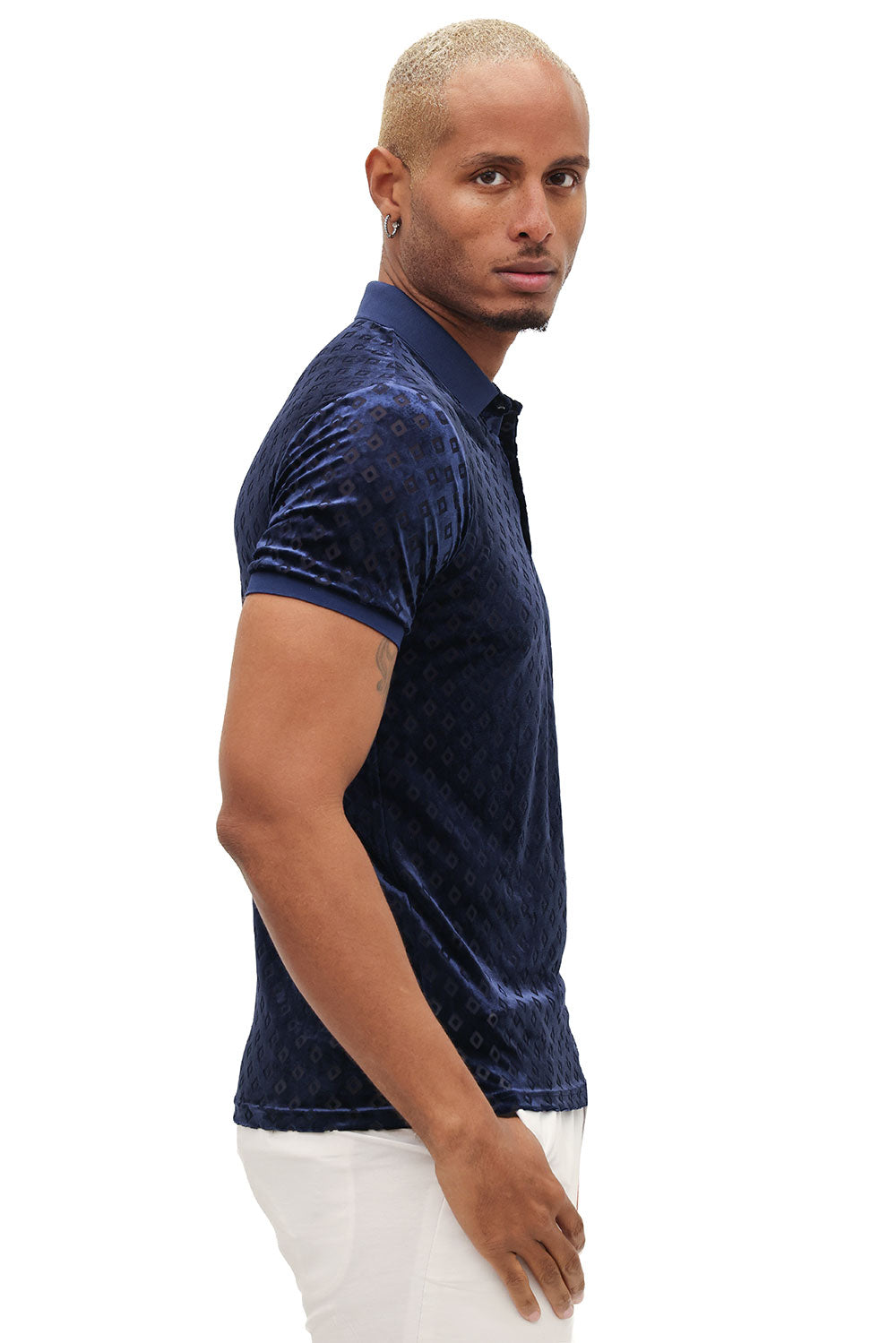 BARABAS Men's Textured Diamond Design Short Sleeve Polo Shirts 3PP837