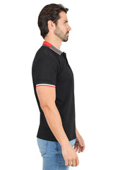 BARABAS Men's Premium Solid Color Short Sleeve Polo shirts 3PP839 Black Red