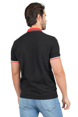 BARABAS Men's Premium Solid Color Short Sleeve Polo shirts 3PP839 Black Red