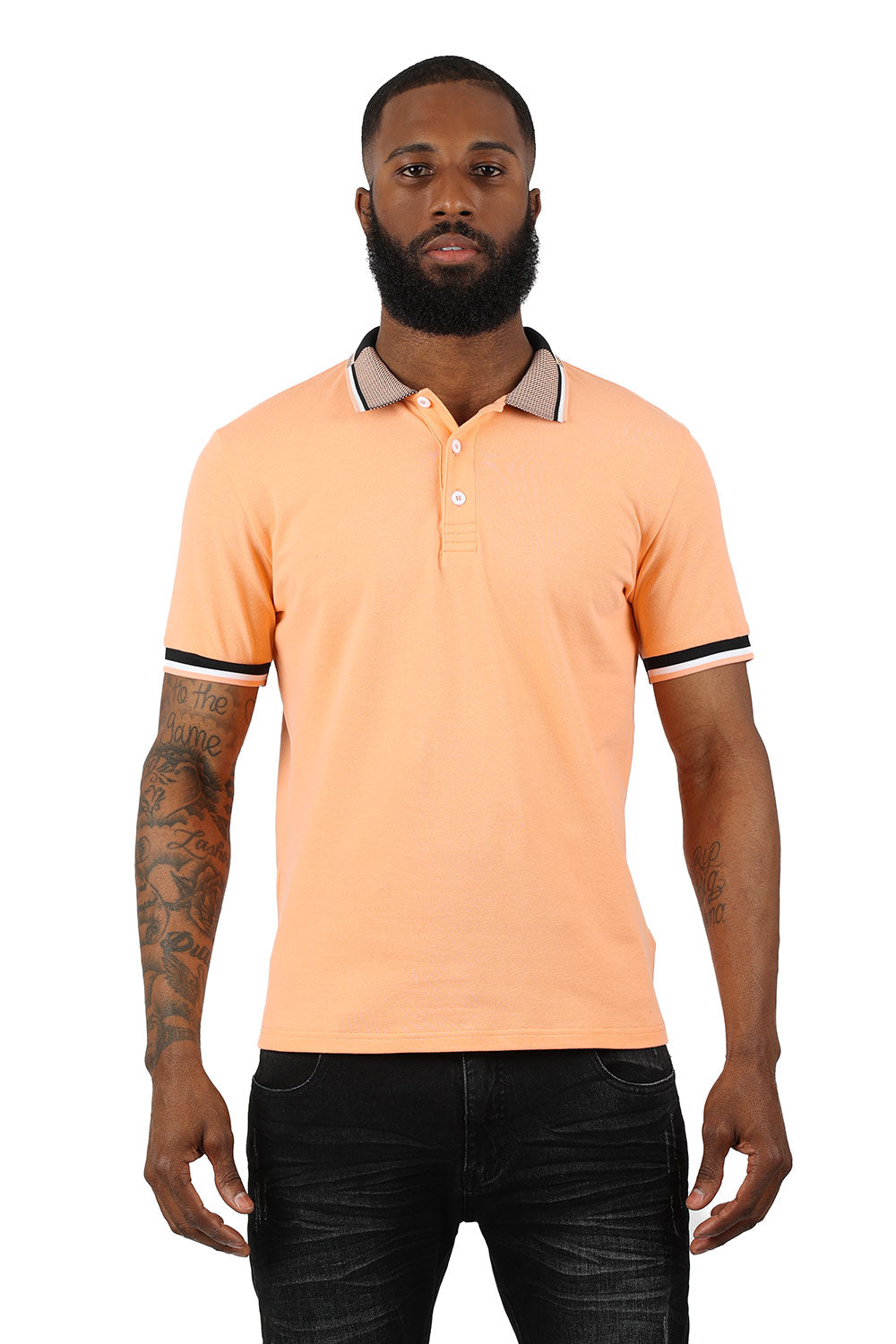 BARABAS Men's Premium Solid Color Short Sleeve Polo shirts 3PP839 Peach