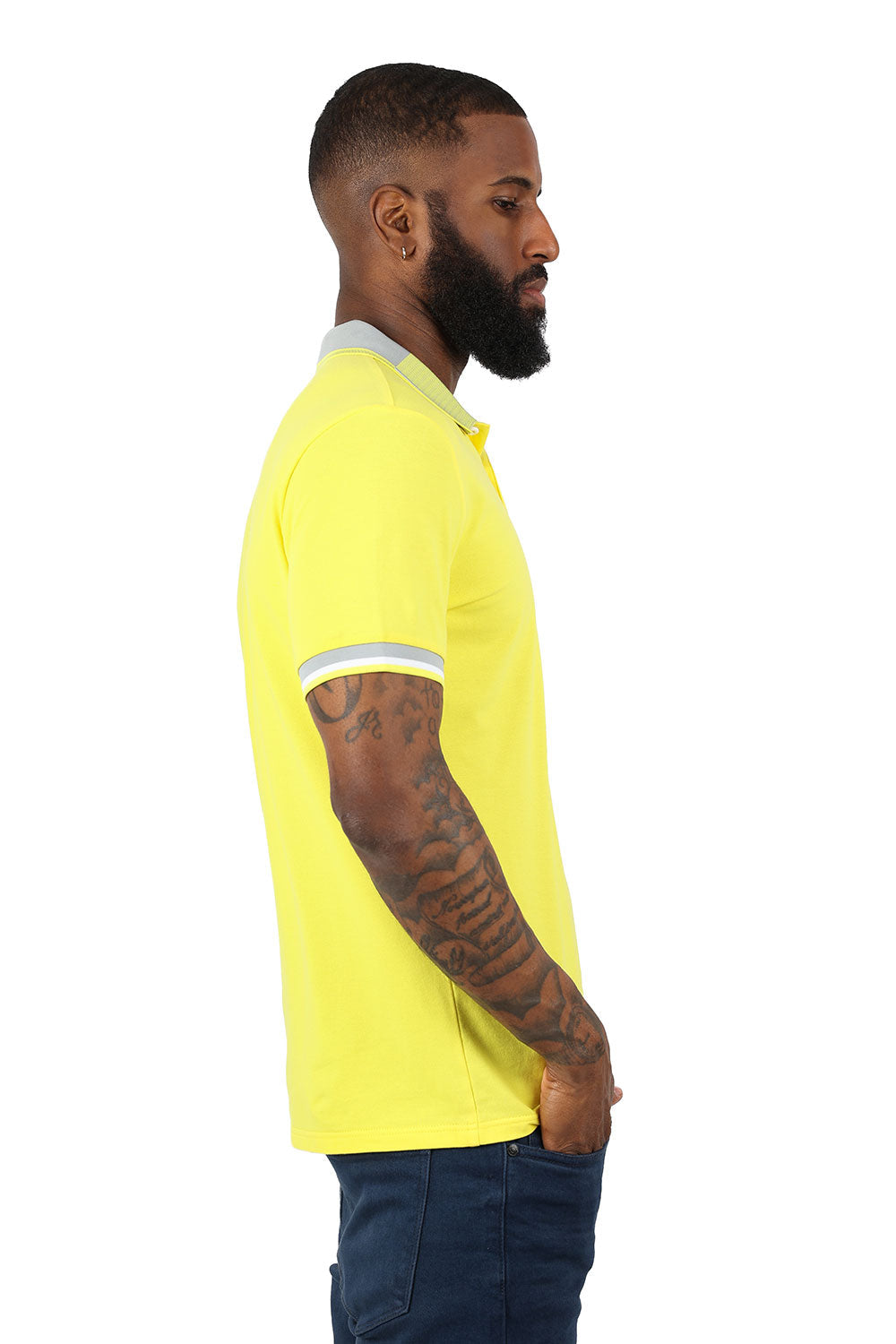 BARABAS Men's Premium Solid Color Short Sleeve Polo shirts 3PP839 Yellow