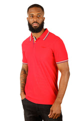 Barabas Men's Solid Color Linear Collar and Cuff Polo Shirts 3PS127