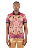 Barabas Men's Floral Medusa Graphic Tee Polo Shirts 3PSP16 Acid Pink