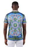 Barabas Men's Floral Medusa Graphic Tee Polo Shirts 3PSP16 Royal