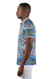 Barabas Men's Floral Medusa Graphic Tee Polo Shirts 3PSP16 Royal