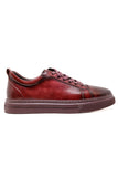 Barabas Men's Premium Leather Low Top Casual Sneaker 3SH21 Burgundy