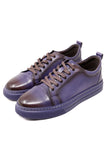 Barabas Men's Premium Leather Low Top Casual Sneaker 3SH21 Purple