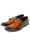 Barabas Men's Shiny Design Tassel Slip On Loafer Shoes 3SH39 Brown