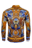 BARABAS Men's Rhinestone Angel Wings Long Sleeve Shirts 3SPR411 Blue