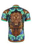 BARABAS Men's Tiger Floral Rhinestoned Short Sleeve Shirt 3SR400 Gold