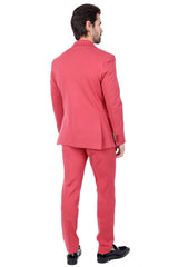 BARABAS Men's Brushed Cotton Notch Lapel Matte Casual Suit 3SU02 Pink