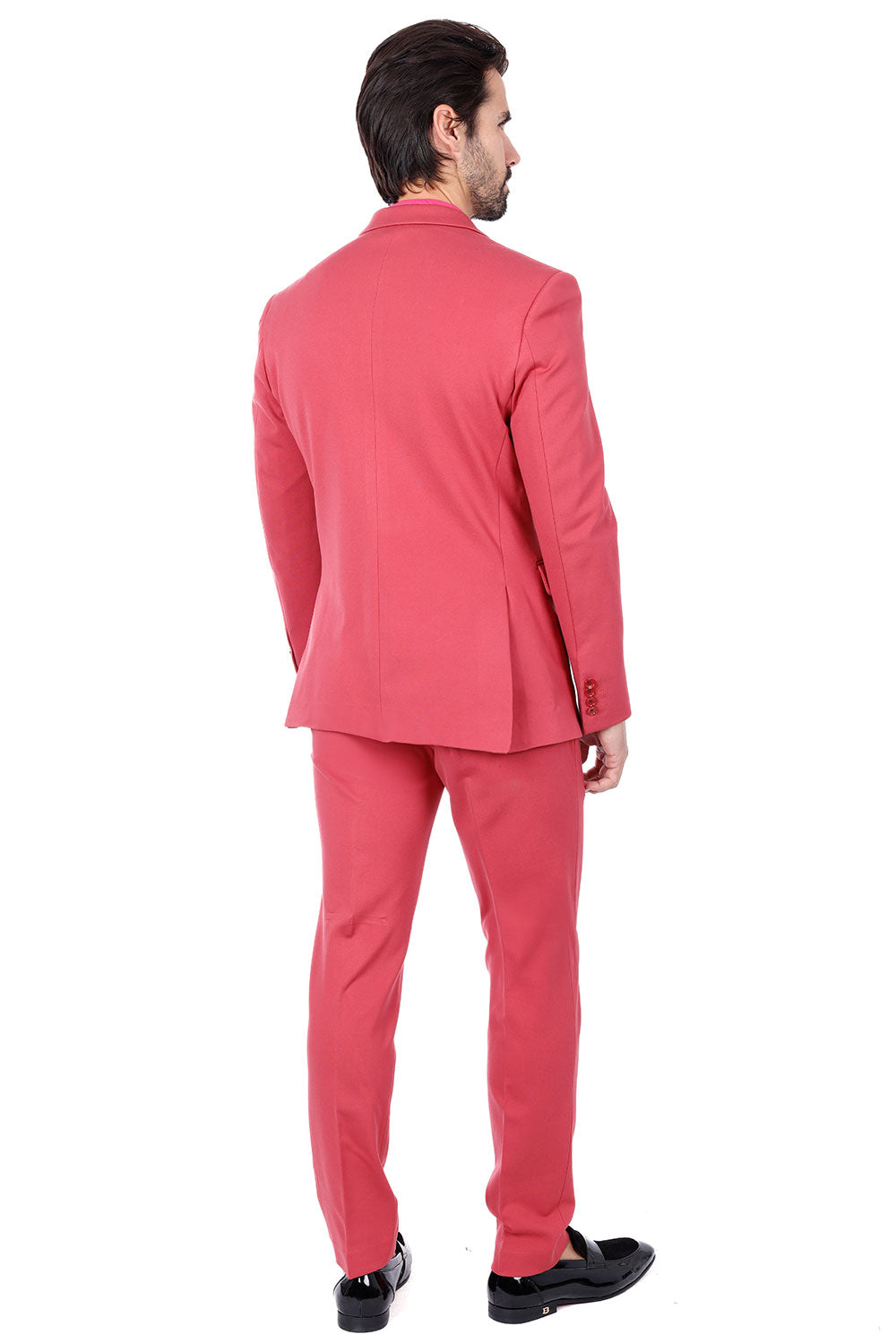 BARABAS Men's Brushed Cotton Notch Lapel Matte Casual Suit 3SU02 Pink