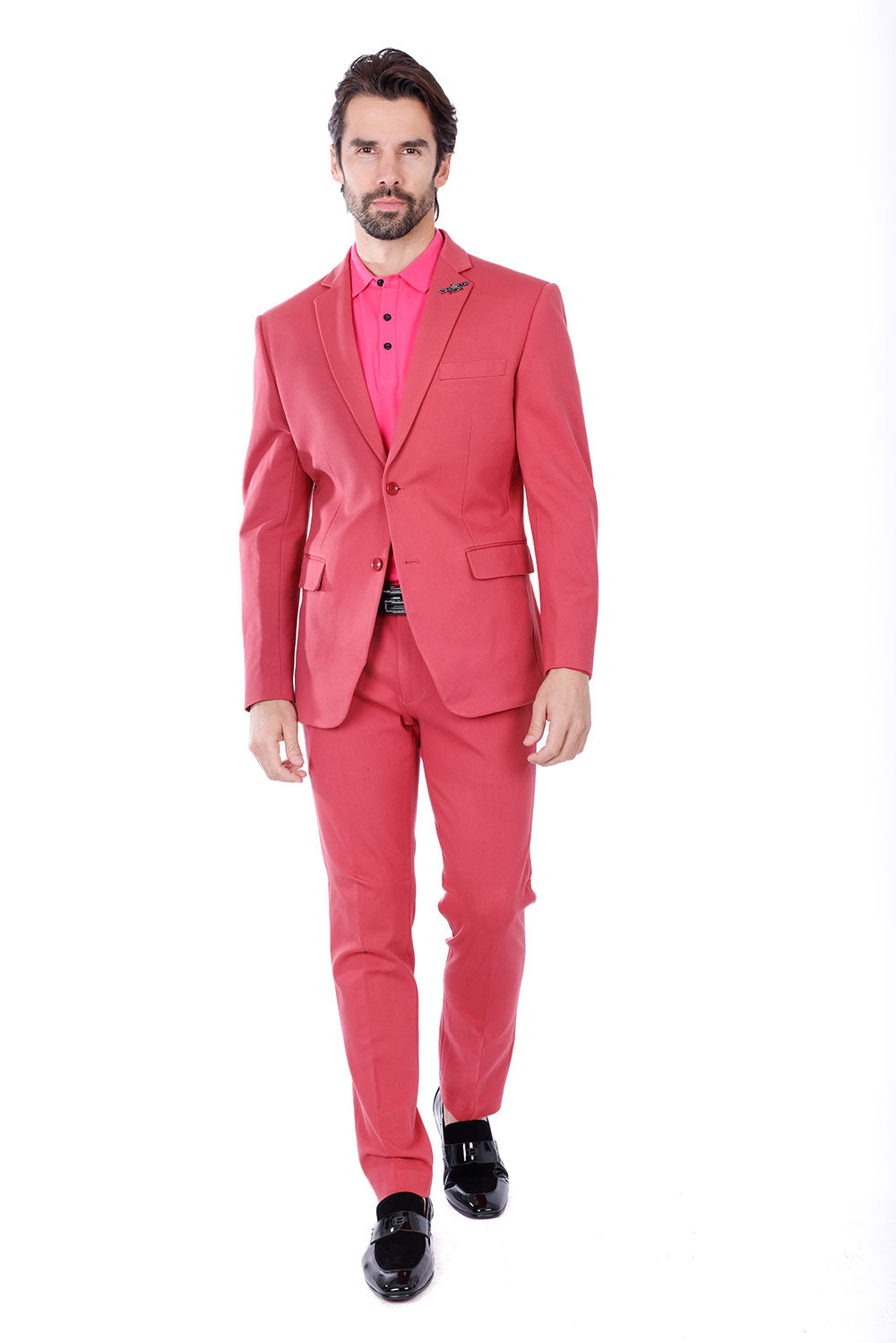 BARABAS Men's Brushed Cotton Notch Lapel Matte Casual Suit 3SU02 Pink