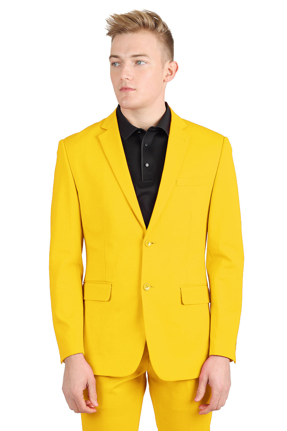 BARABAS Men's Brushed Cotton Notched Lapel Matt Suit 3SU02 Yellow