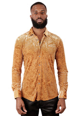 BARABAS Men's See Through Floral Long Sleeve Button Down Shirt 3SVL18 Camel