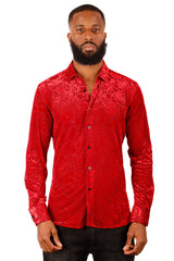 BARABAS Men's See Through Floral Long Sleeve Button Down Shirt 3SVL18 Red
