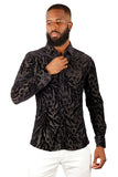 BARABAS Men's See Through FLoral Long Sleeve Button Down Shirt 3SVL26 Black